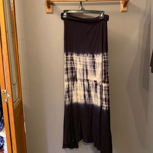 Black Tie-Dye Maxi Skirt